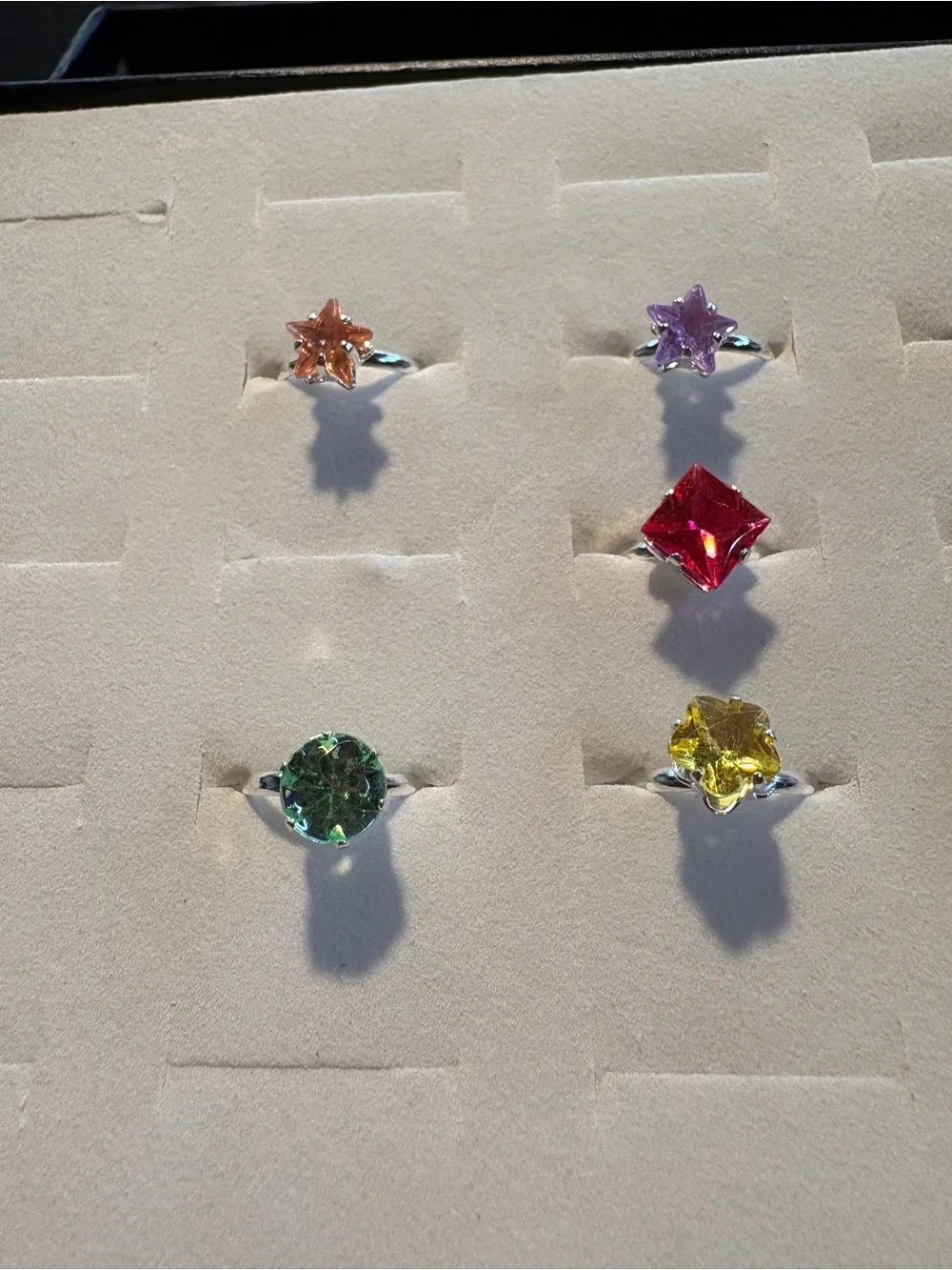 Multi-Color Kids Crystal Fashion Ring Collection - Assorted Gem Styles